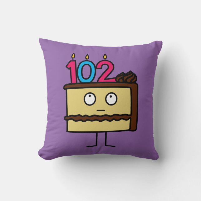 102nd Birthday Cake with Candles Throw Pillow (Front)