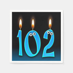 102nd birthday candle with eyeballs napkins