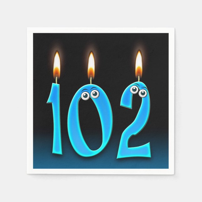 102nd birthday candle with eyeballs napkins (Front)