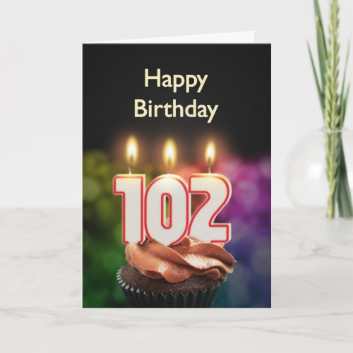 102nd Birthday card with Candles