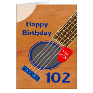 102nd Birthday Guitar Player Birthday Cards