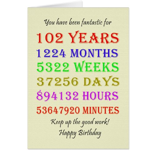 102nd Birthday Milestones