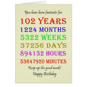 102nd Birthday Milestones Cards