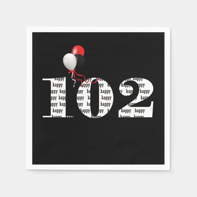 102nd Birthday party balloons Napkins (Front)