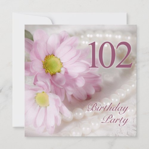 102nd Birthday party invitation with daisies