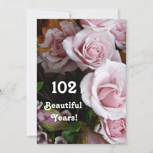 102nd Birthday Party_ Pink Rose Bouquet Invitation