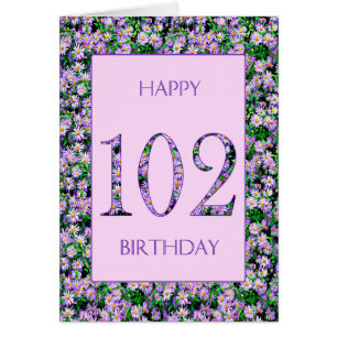 102nd Birthday Purple Daisies Cards
