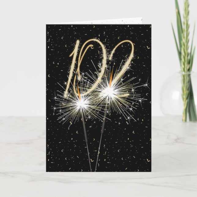 102nd Birthday Sparkler on black Card (Front)