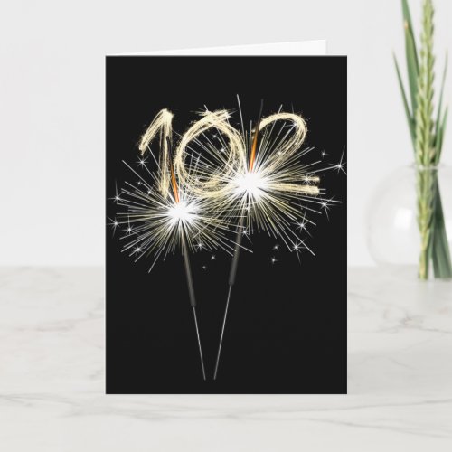 102nd Birthday Sparklers on Black  Card