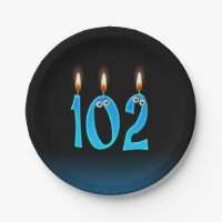 102nd Birthday with lit candle numbers