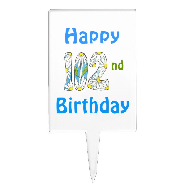 102nd cake pick with daisies (Front)