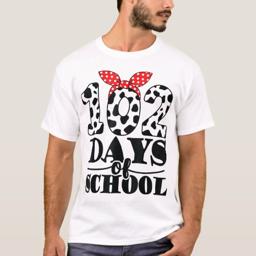 102nd Day of School Teacher Dalmatian Funny 100th  T_Shirt