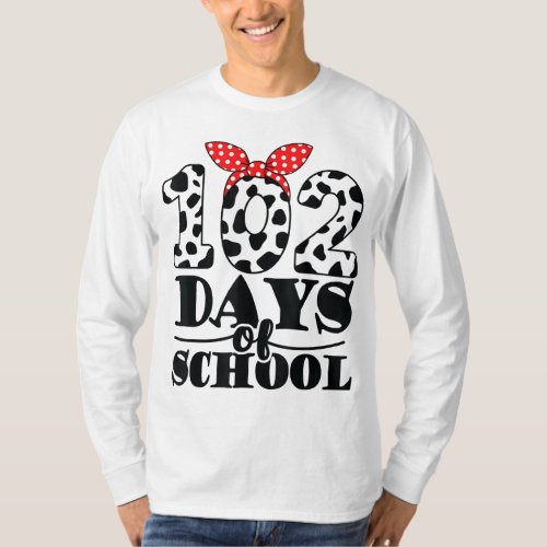 102nd Day of School Teacher Dalmatian Funny 100th  T_Shirt