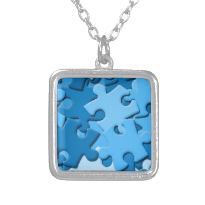 103005 puzzle Dark Light Blues Jigsaw Puzzle Piece Pendant