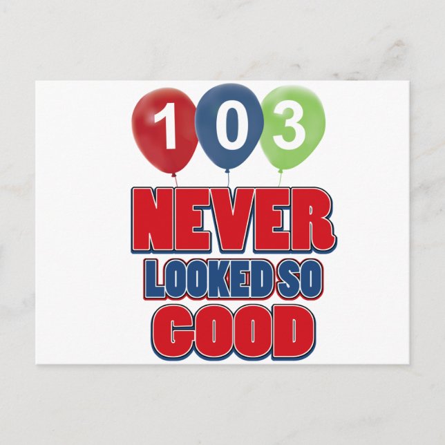 103 year old birthday designs postcard (Front)