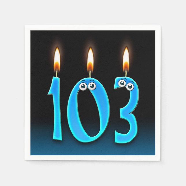 103rd birthday candle with eyeballs paper napkins (Front)