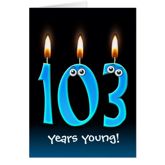 103rd birthday candles on black cards (Front)