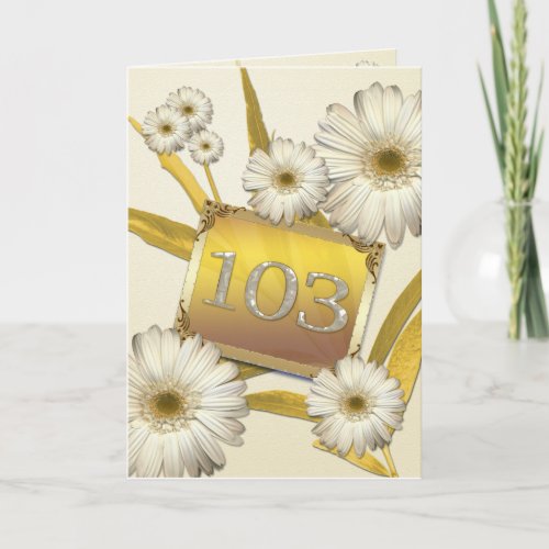 103rd Birthday card with daisies
