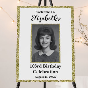103rd Birthday Custom Photo Welcome Sign