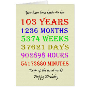 103rd Birthday Milestones Cards