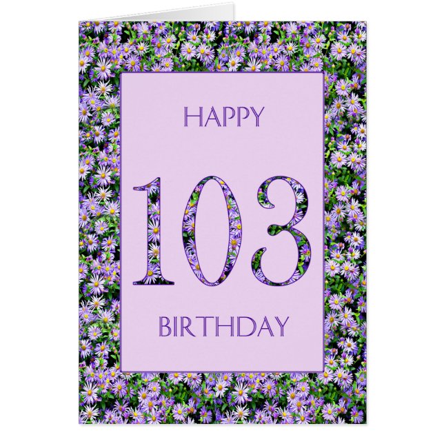 103rd Birthday Purple Daisies Cards (Front)