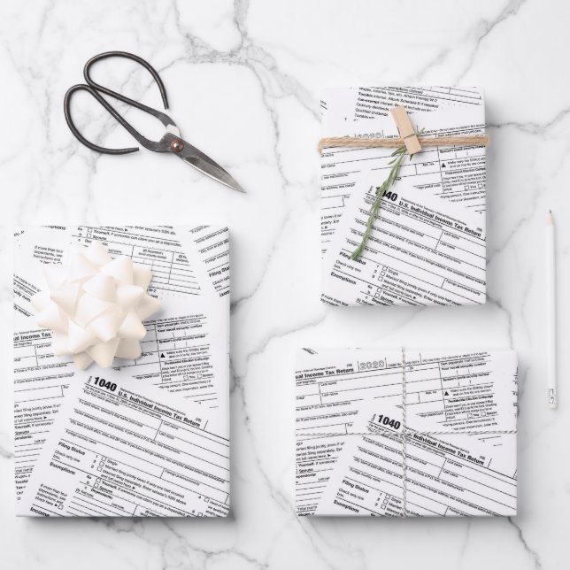 1040 Income Tax Forms Wrapping Paper Sheets (Front)