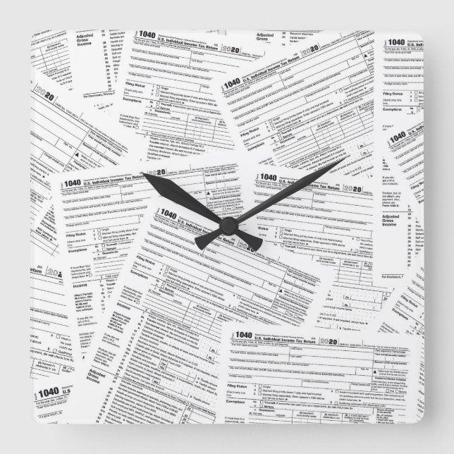1040 IRS Tax Form Collection Square Wall Clock (Front)