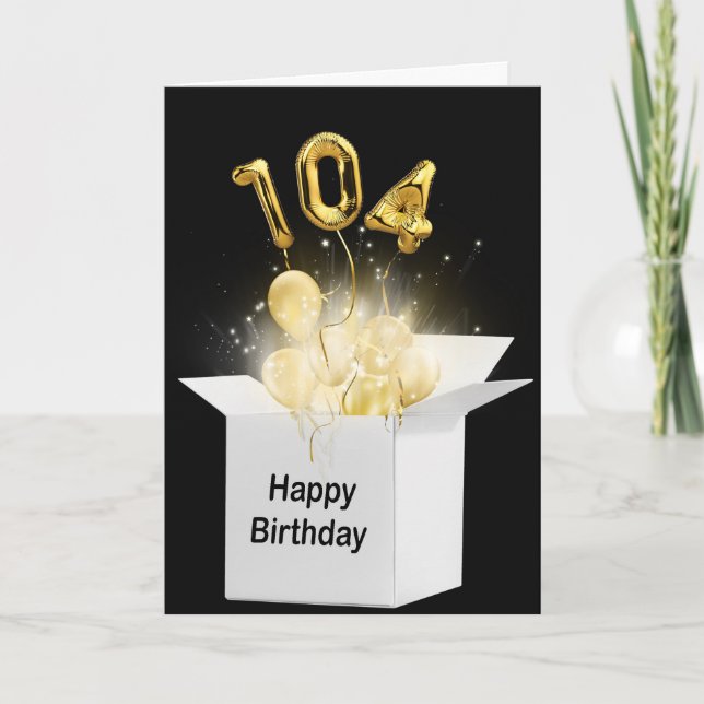 104th Birthday Balloons In White Box  Card (Front)