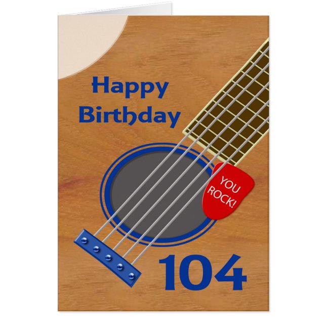 104th Birthday Guitar Player Birthday Cards (Front)