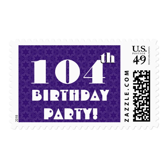 104th Birthday Party Big Bold Purple White W1233 Stamps