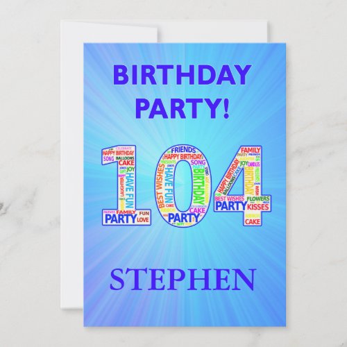 104th Birthday Party Invitation Add a Name