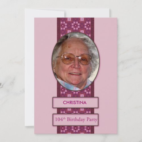 104th Birthday Party Invitation Picture and Name