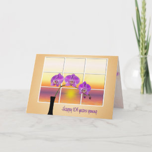 104th Birthday Pink Orchids in Window Card