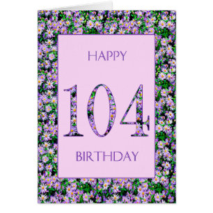104th Birthday Purple Daisies Cards