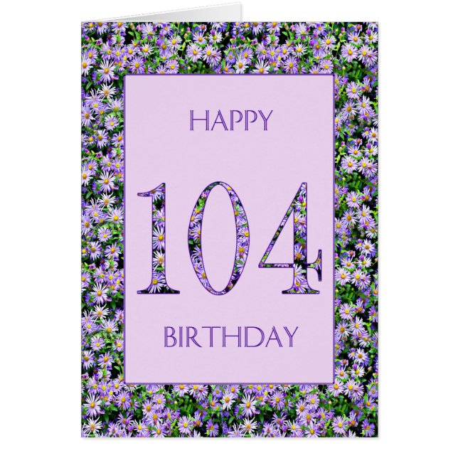 104th Birthday Purple Daisies Cards (Front)