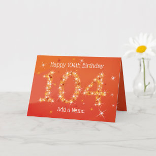 104th Birthday - Star Numbers - Red - Age 104 Card