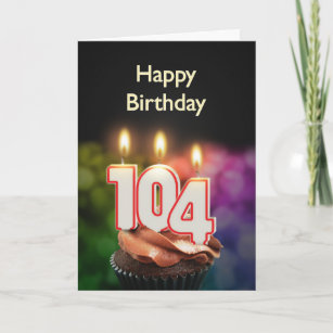 104th Birthday with cake and candles Card