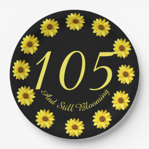 105 and Still Blooming 105th Birthday Plates
