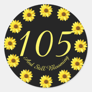 105 and Still Blooming 105th Birthday Sticker Seal