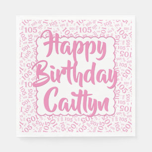 105 Birthday Random Number Pattern Scallops Pink Napkins