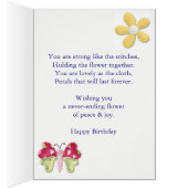 105 years old, stitched flower birthday cards (Inside (Right))