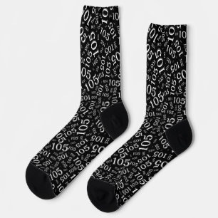 105th Birthday Black Random Number Pattern Socks