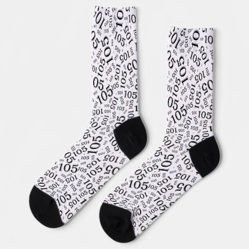 105th Birthday BlackWhite Random Number Pattern Socks