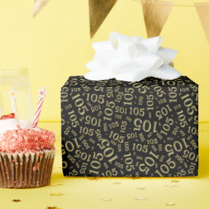105th Birthday Black/White Random Number Pattern Wrapping Paper