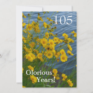 105th Birthday Celebration/Yellow Floral+Water Invitation