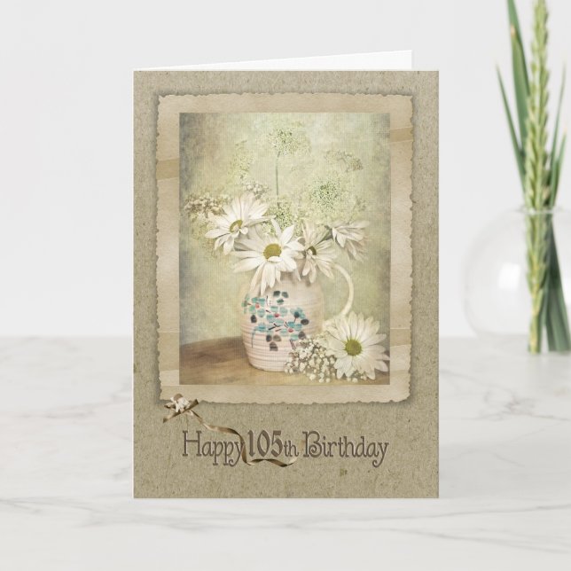 105th Birthday Daisy Bouquet Card (Front)