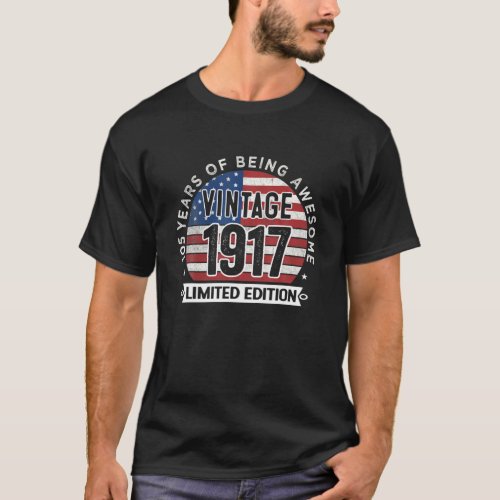 105Th Birthday Gifts Men Vintage 1917 105 Years Ol T_Shirt