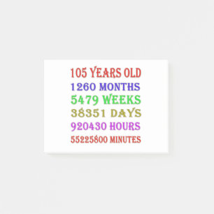 105th Birthday Milestones Post-it Notes