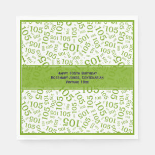 105th Birthday Modern Number Pattern Green/White Napkins
