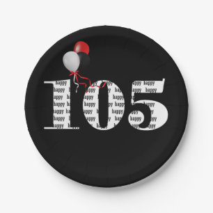 105th birthday party balloons paper plates